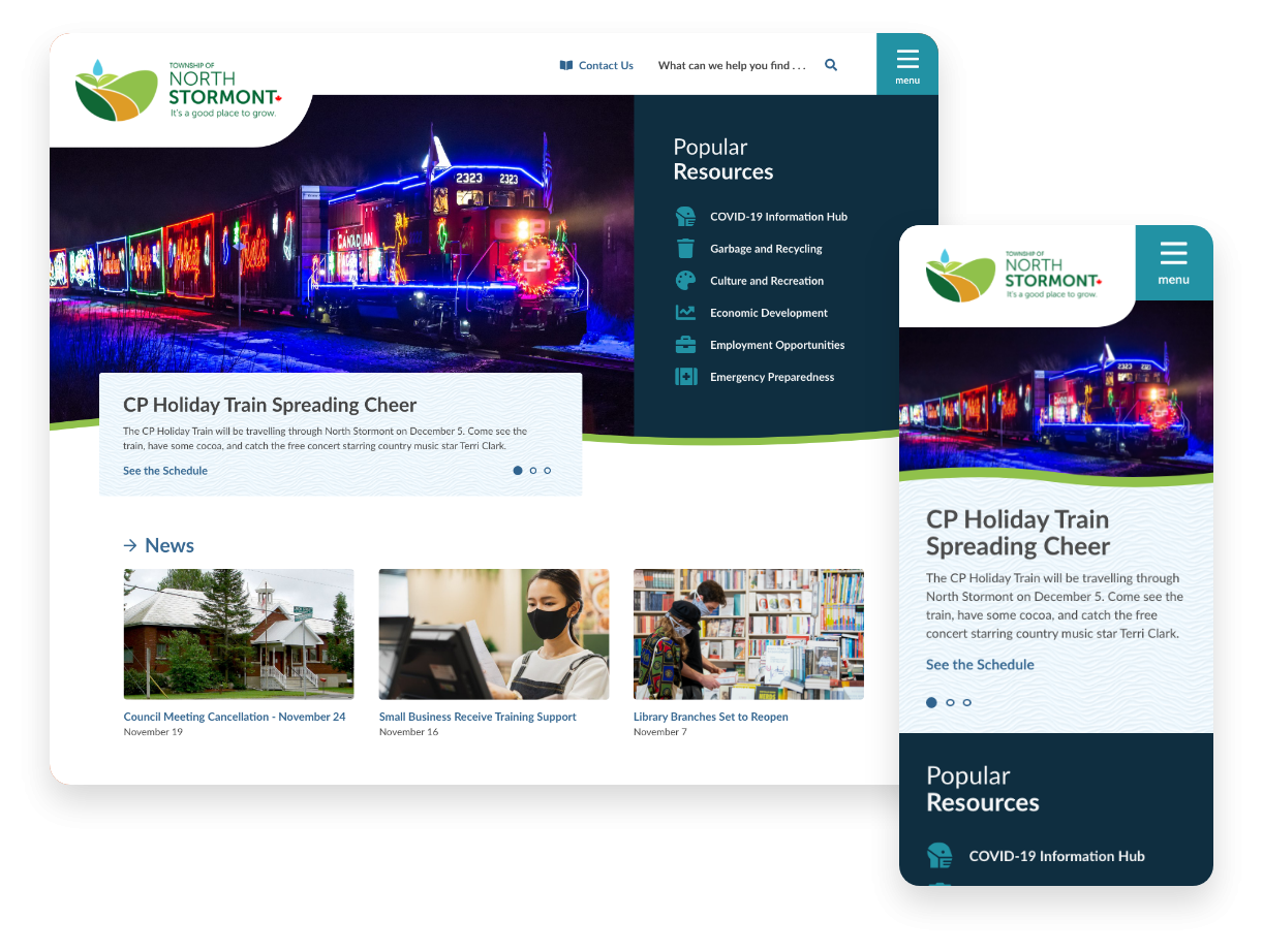 Desktop and mobile view of North Stormont website