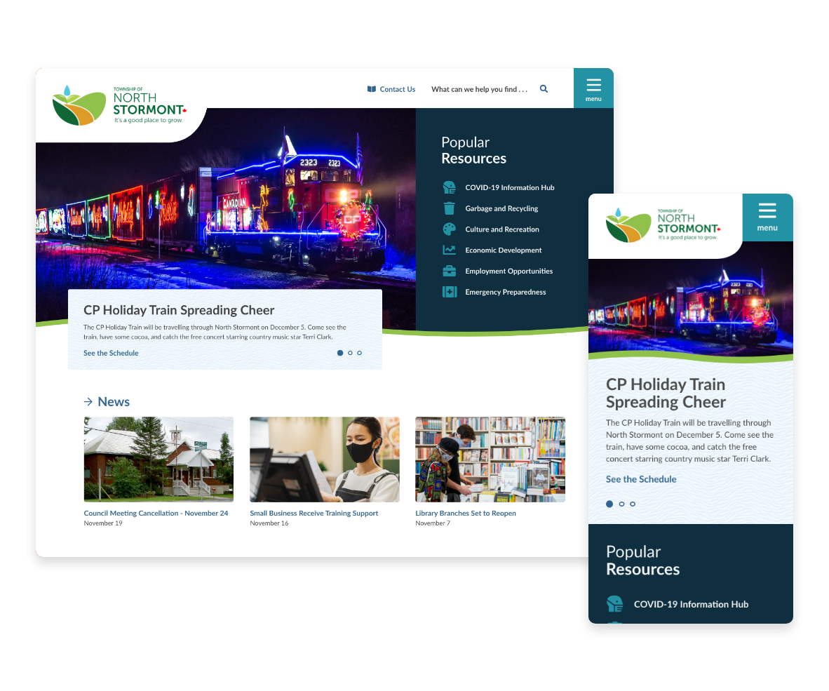 Desktop and mobile view of North Stormont website