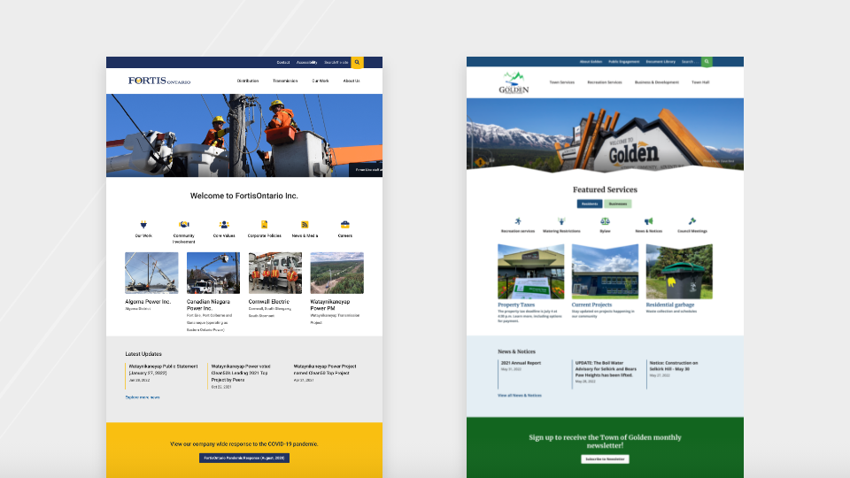 Two screenshots, first is original design, second is replicated template