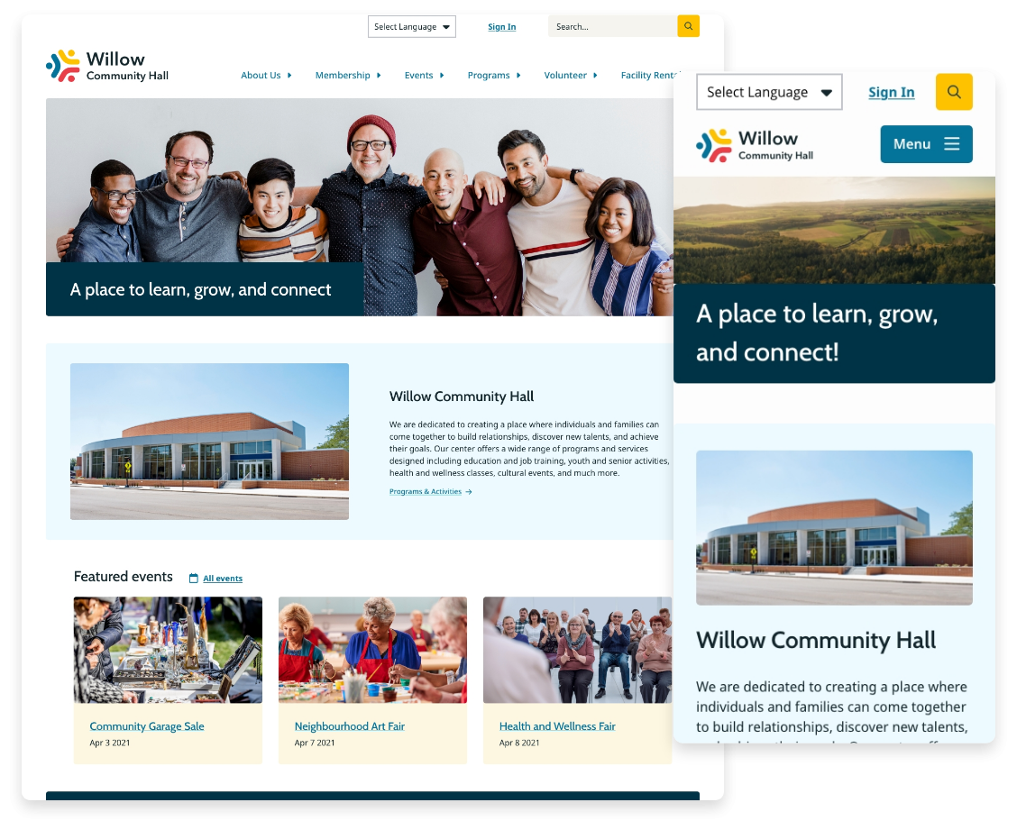 Homepage screenshot of the community website 