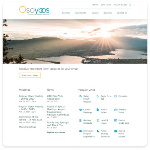 Osoyoos Municipal Website Portfolio