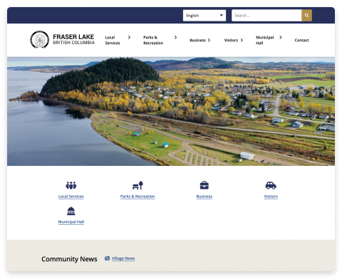 Screenshot of the Village of Fraser Lake website homepage