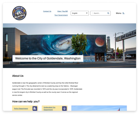 Screenshot of the City of Goldendale website homepage