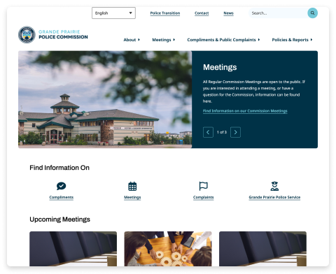 Screenshot of the Grande Prairie Police Commission website homepage