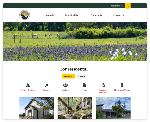 Screenshot of the District of Metchosin website homepage